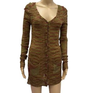 New York Yoki Collection Beach Knit Tunic Length Acrylic Cardigan Womens Small